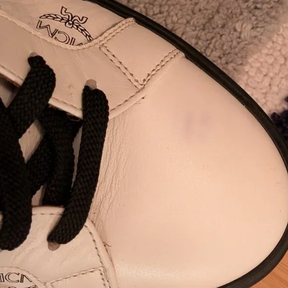 MCM White Black Logo Low-Top Sneakers - Picture 11 of 13